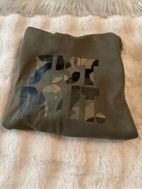 Nike Just Do It Olive Hooded Sweatshirt with Iconic Swoosh Tag- XL